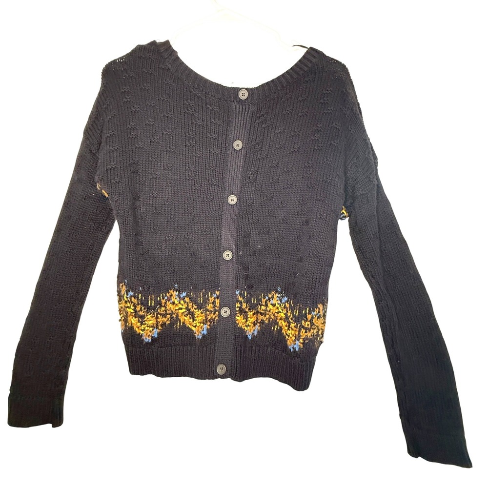 Maison Jules NWT Navy Fair Isle Angora Blend Cardigan M Winter Cozy